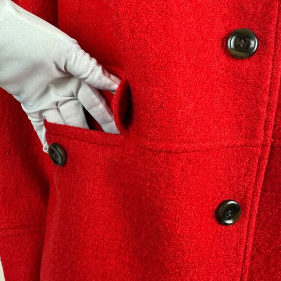 Women's Talbots Plus Mid Length Boucle Wool Blend Coat Jacket Sz 14W Bright Red - Picture 11 of 14